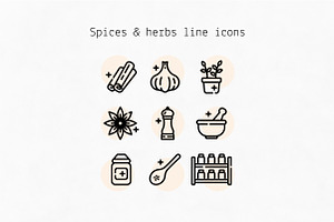 Spices & herbs line icons, an Outline Icon by Lyolya Profitrolya