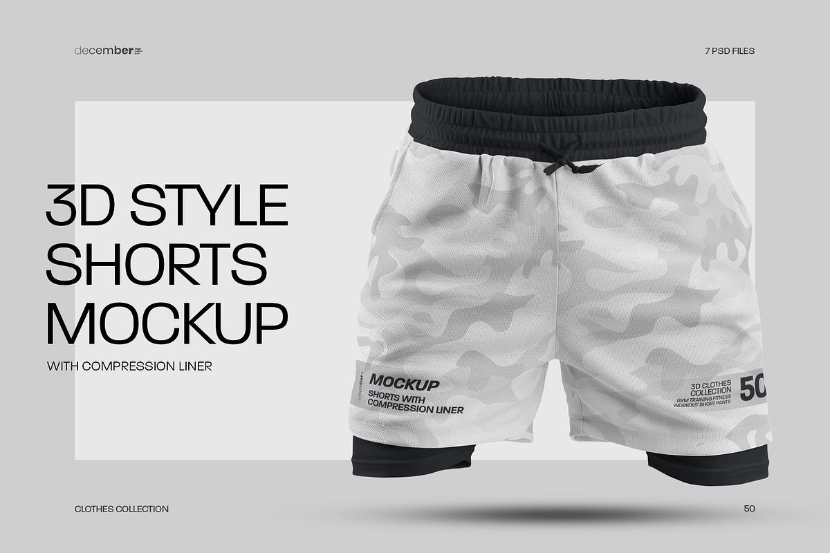3D Mockup Shorts Compression Liner, a Shirt Mockup by Grow Design Craft Studio (Photo 1 of 9)