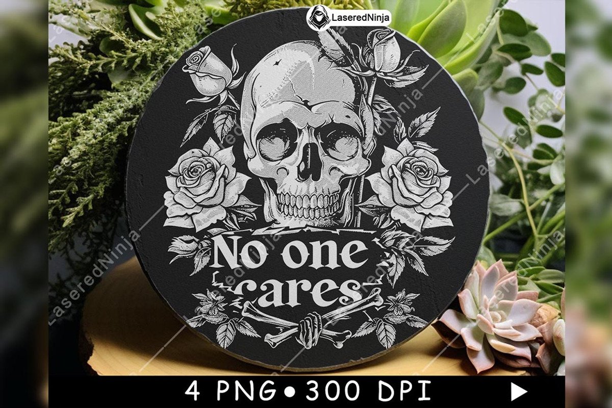 Old School Skull Roses No One Cares, a Background Graphic by LaseredNinja (Photo 5 of 7)
