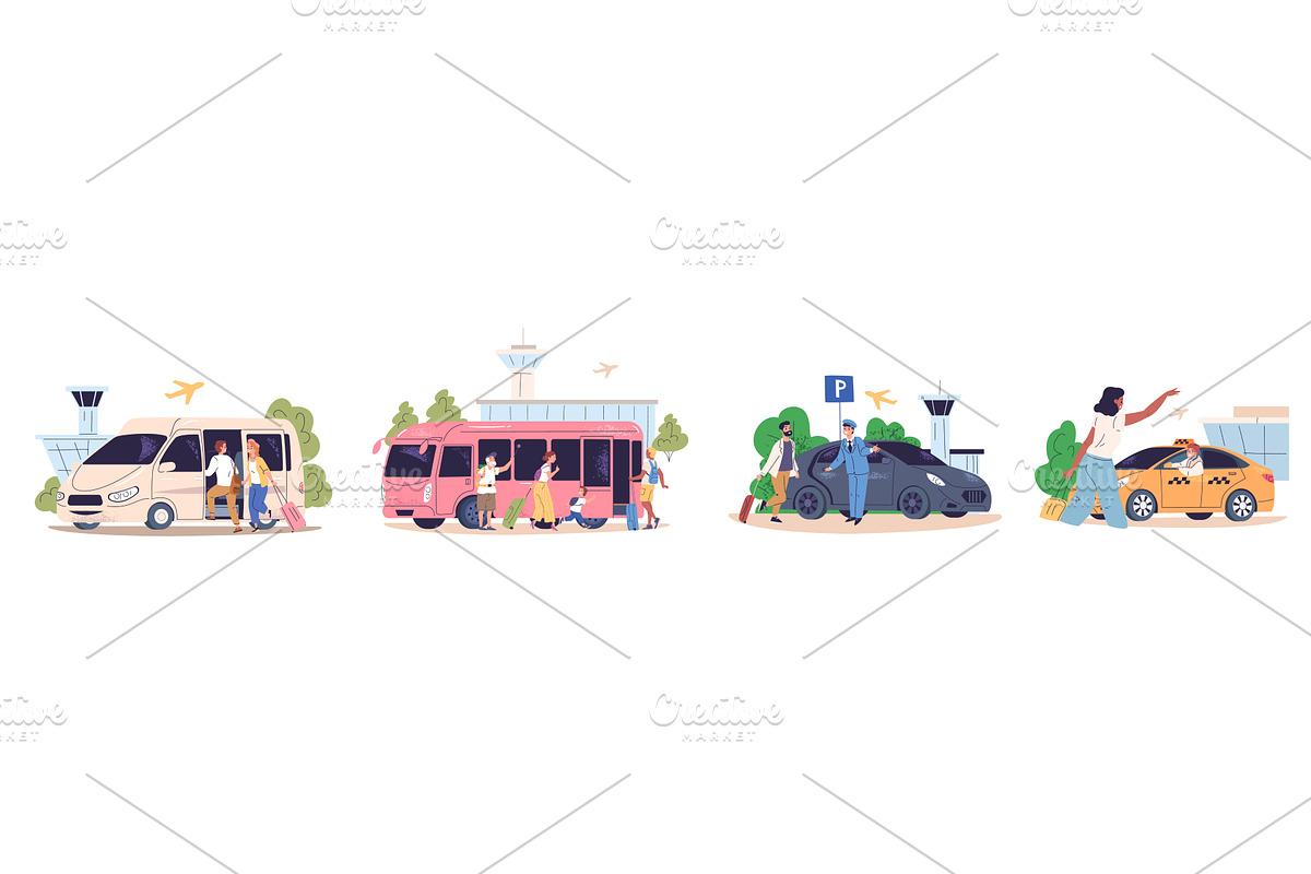 Airport transfer. Car van taxi, a Transportation Illustration by Stock-Smart-Start