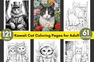 Kawaii Cat Coloring Pages for Adult, a Brochure Template by LA Design