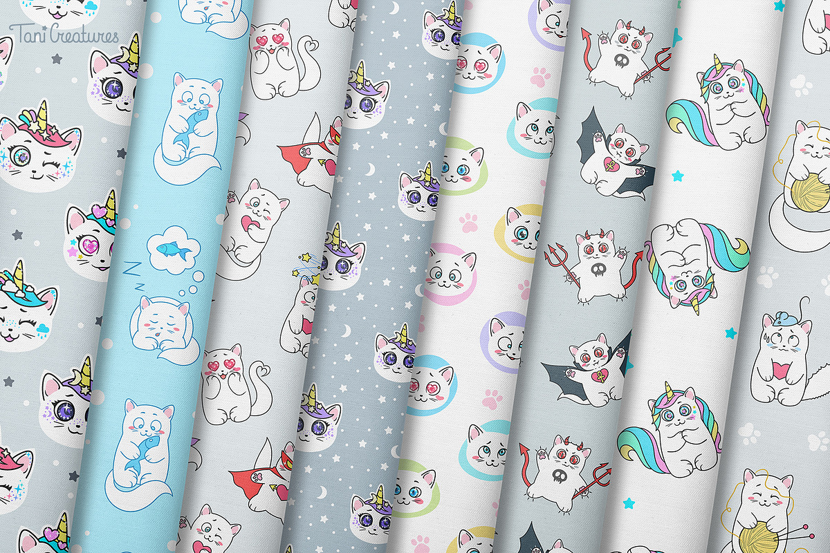 Kawaii cats | Clipart & patterns, an Illustration by TaniCreatures (Photo 3 of 11)