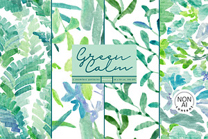 Green Calm. Seamless patterns, a Pattern Graphic by emeraldthue