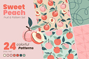 Sweet Peach – Fruit & Pattern Set, a Pattern Graphic by moja doodle (Thumbnail 1 of 6)