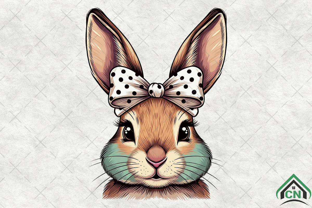 Coquette Bunny Bow Easter PNG, an Illustration by Craft Nest (Photo 2 of 6)