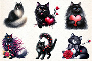 watercolor Black Cat Clipart, an Illustration by DreamCafeArt (Thumbnail 4 of 7)