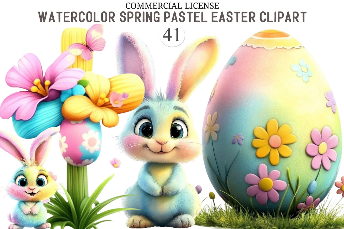 Watercolor Spring Pastel Easter Clip, an Illustration by designcity5 (Photo 1 of 5)