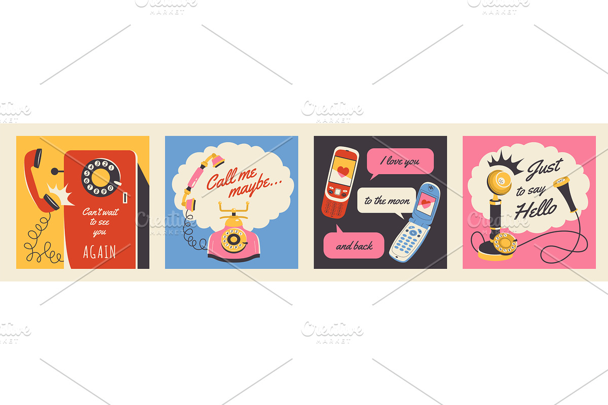 Retro phone banners. Long distance, an Illustration by YummyBuum