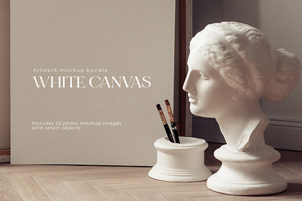 WHITE CANVAS. MOCKUP BUNDLE., a Poster Template by OntheMoon