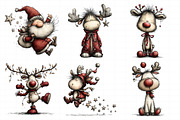 Santa & Reindeer Christmas Clipart, an Illustration by Daily.Designs (Thumbnail 3 of 5)