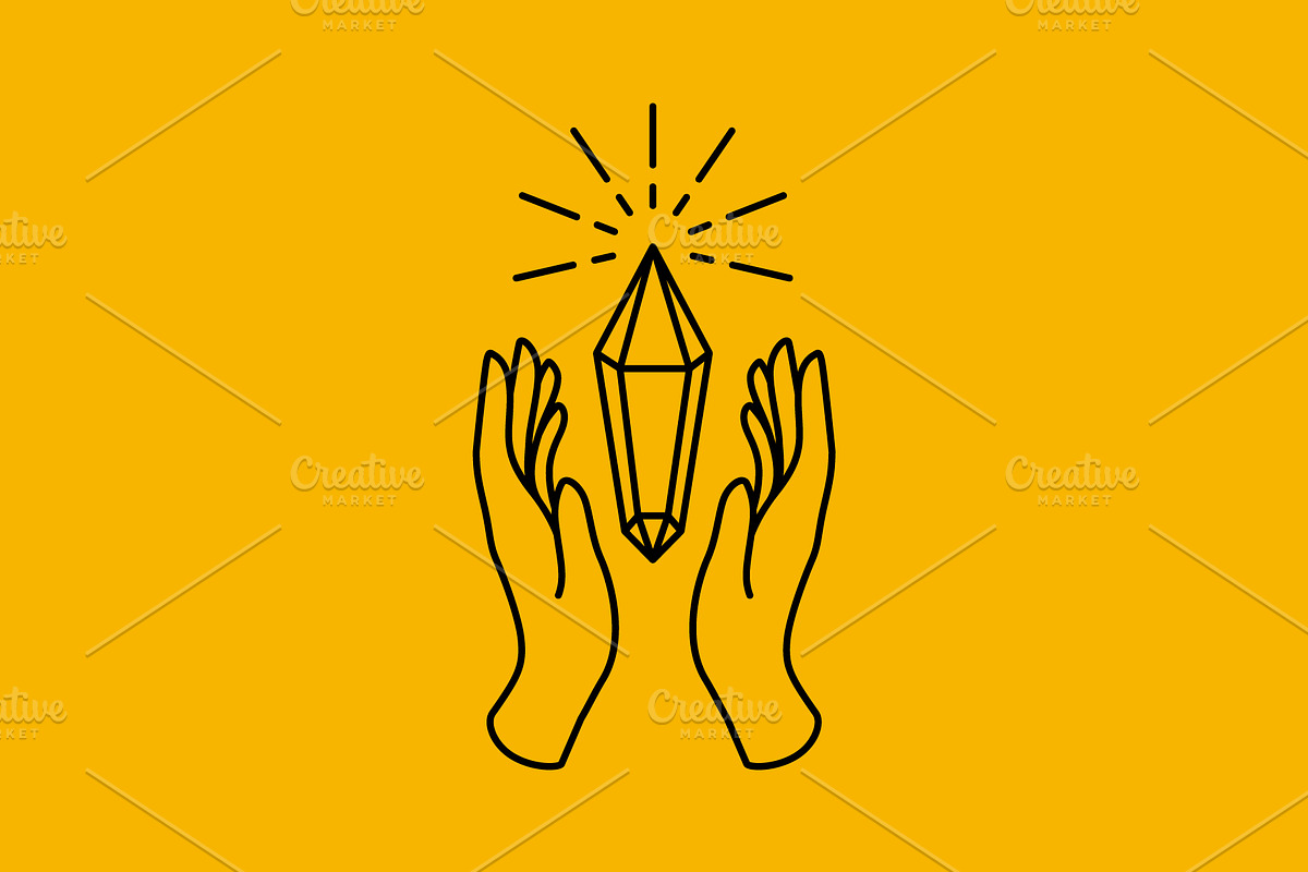 hands diamond gold sunburst logo, a Branding & Logo Template by devastd