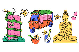 Thai doodle collection of cultural, an Object Illustration by art PVP - market