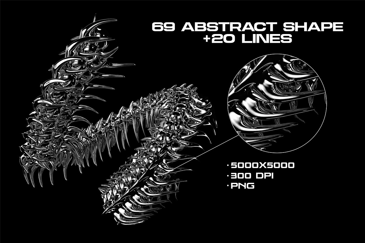 ABSTRACT CHROME 3D SHAPES WITH SPIKE, an Object Graphic by BonkiStudio (Photo 6 of 13)