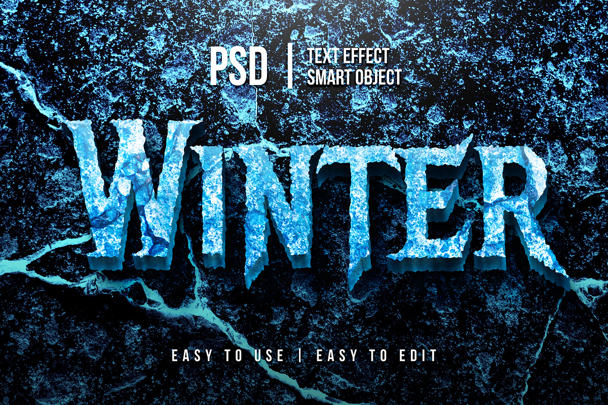 winter ice text effect 3d texture, a Layer Style Add-On by yokbisayok