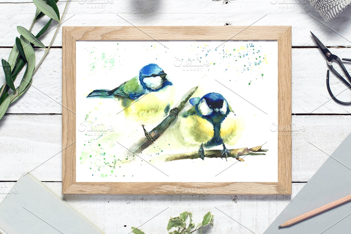 SALE Watercolor Titmouse birds, an Animal Illustration by MaryAmi (Photo 2 of 3)