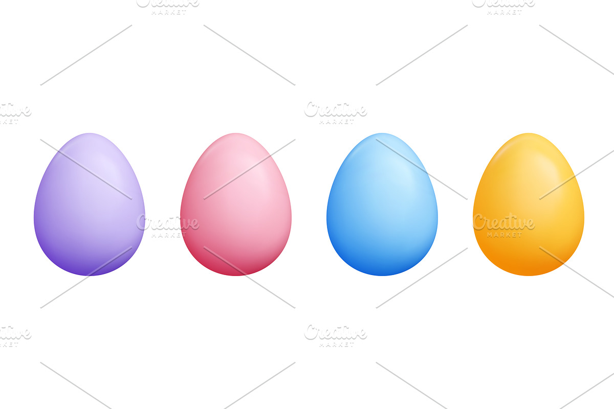 3D colorful Easter eggs set - purple, an Object Illustration by YuliiaOsadcha
