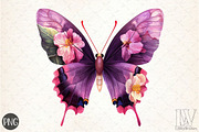 Purple Watercolor Butterfly PNG, an Icon by Libby Wishes (Thumbnail 1 of 6)