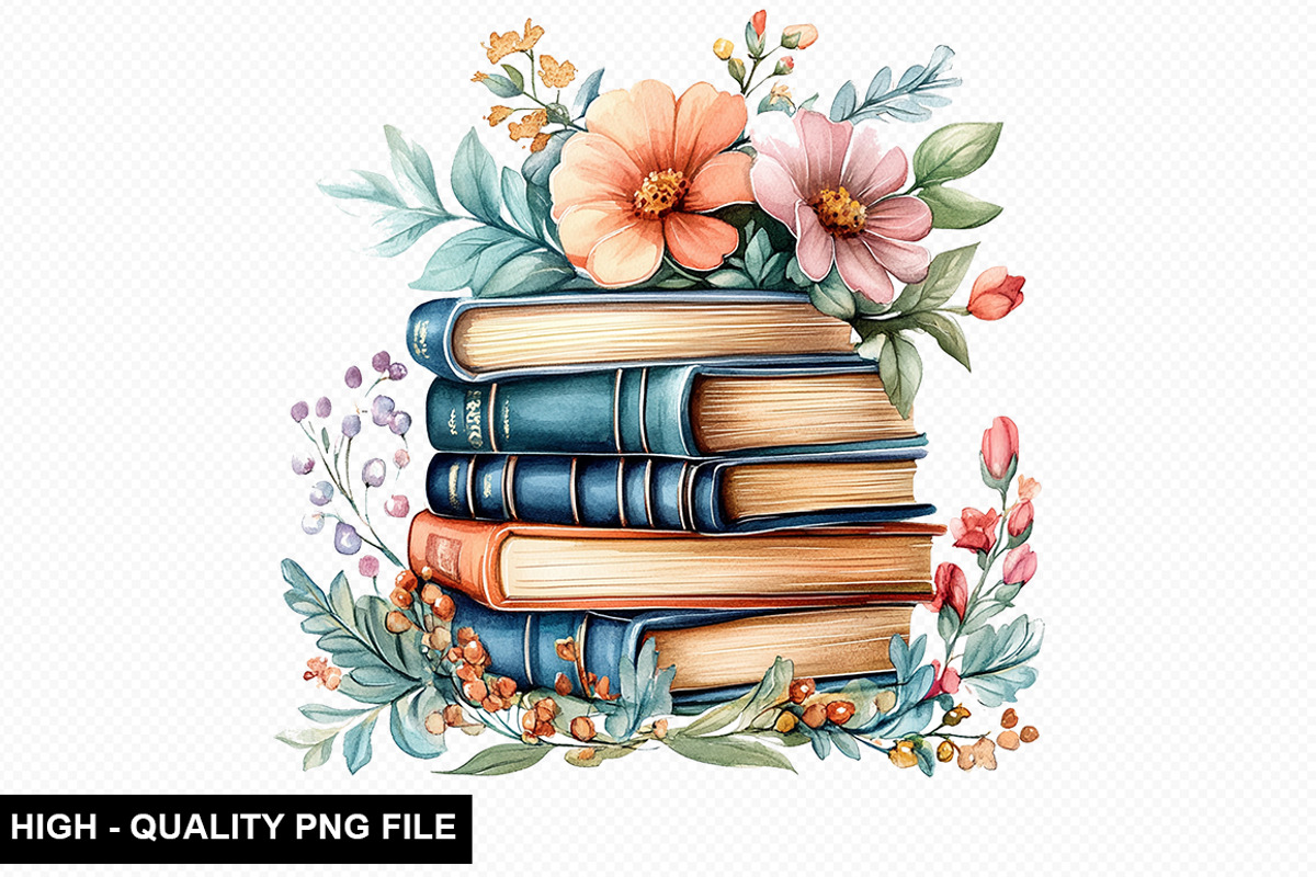 Watercolor Floral Book Clipart, an Illustration by crative8112 (Photo 3 of 10)