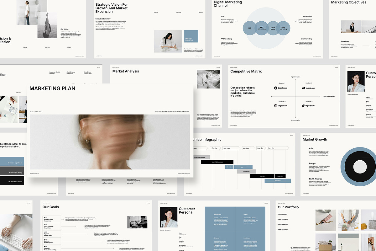 Hues : Marketing Plan Powerpoint, a Presentation Template by Punkl Camp (Photo 1 of 4)