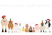 farm animals with Christmas hats, an Illustration by dogsinarow (Thumbnail 2 of 3)