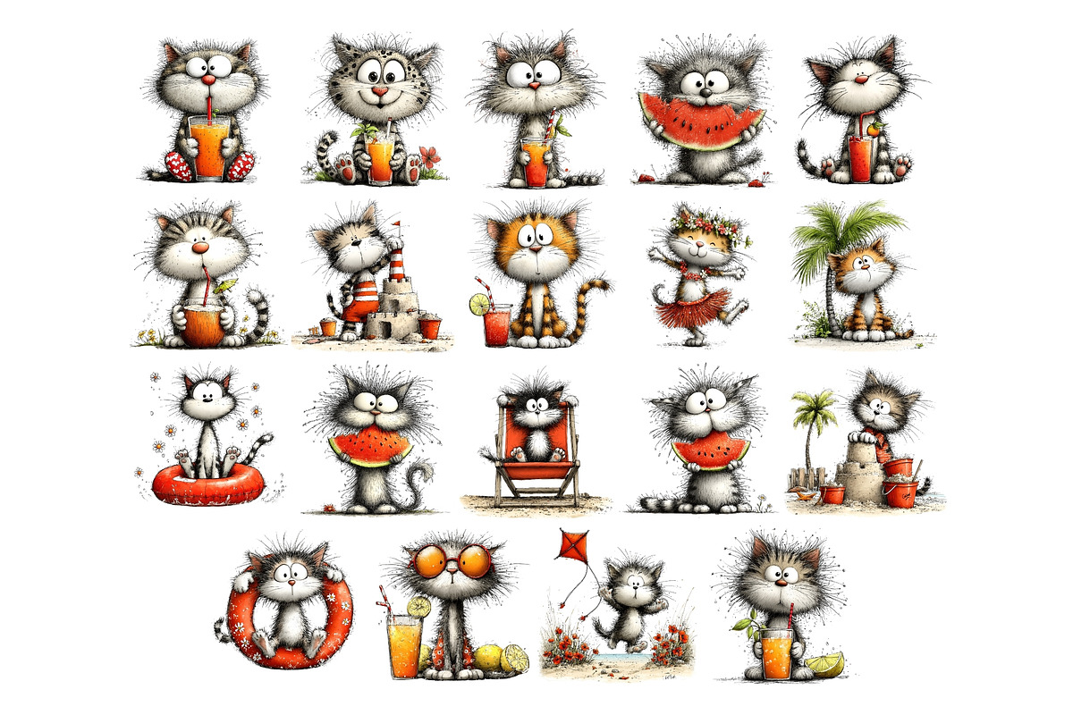 Beach Cat Watercolor Clipart, an Animal Illustration by Nicolle's Colorful Art (Photo 4 of 4)