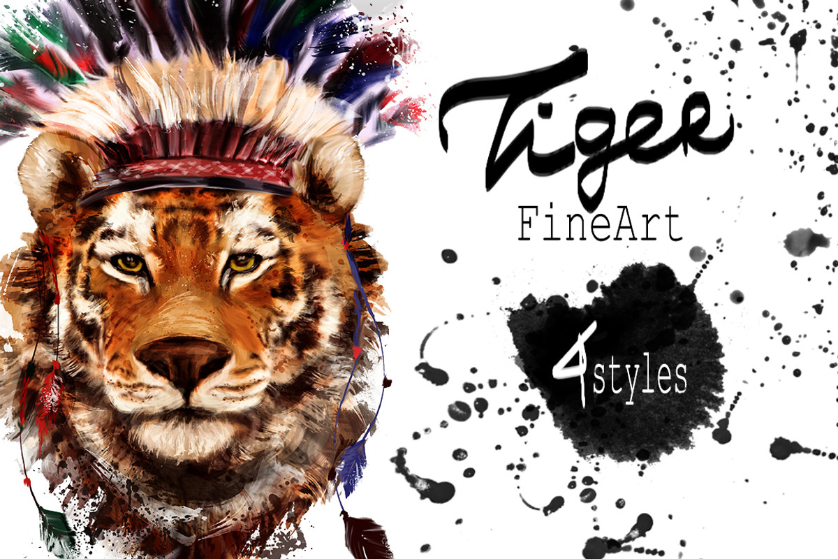 Set tiger portraits .4 styles, an Animal Illustration by art_mouse (Photo 1 of 5)