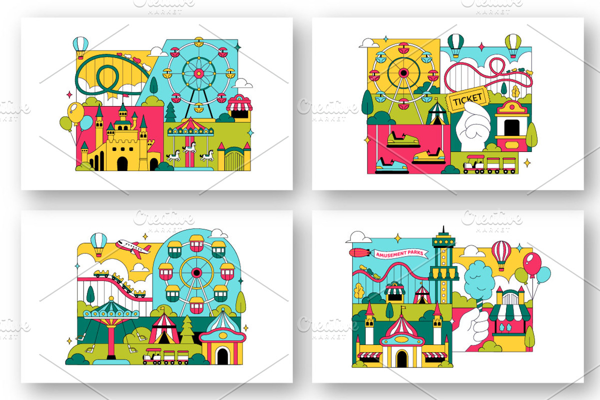 10 Amusement Park Illustration, a Decorative Illustration by denayunebgt (Photo 2 of 4)