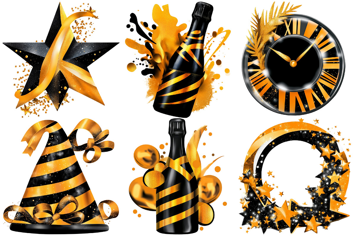 New Year Watercolor Clipart, a Seasonal Illustration by Pixels.Craft (Photo 4 of 5)