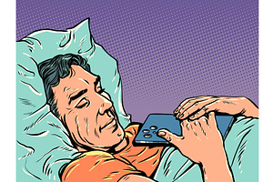 Pop Art Retro A man sleeps with a, a Technology Illustration by studiostoks