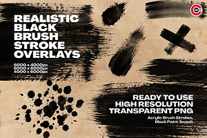 Realistic Black Brush Stroke Overlay