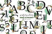 Watercolor Dinosaur Alphabet PNG, an Animal Illustration by PatternPalette (Thumbnail 1 of 4)