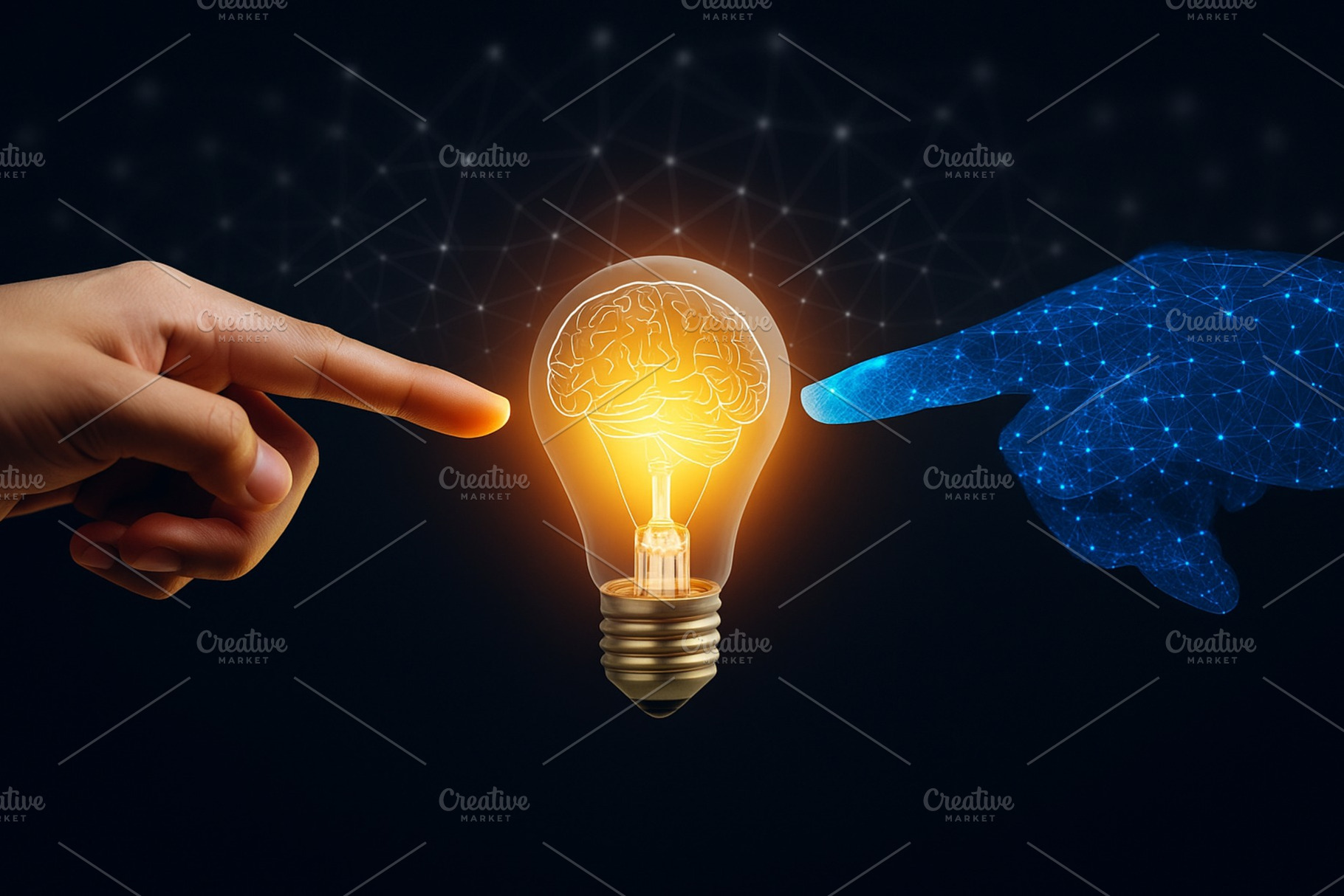 light bulb touching by finger, a Technology Photo by HubbaDigitals