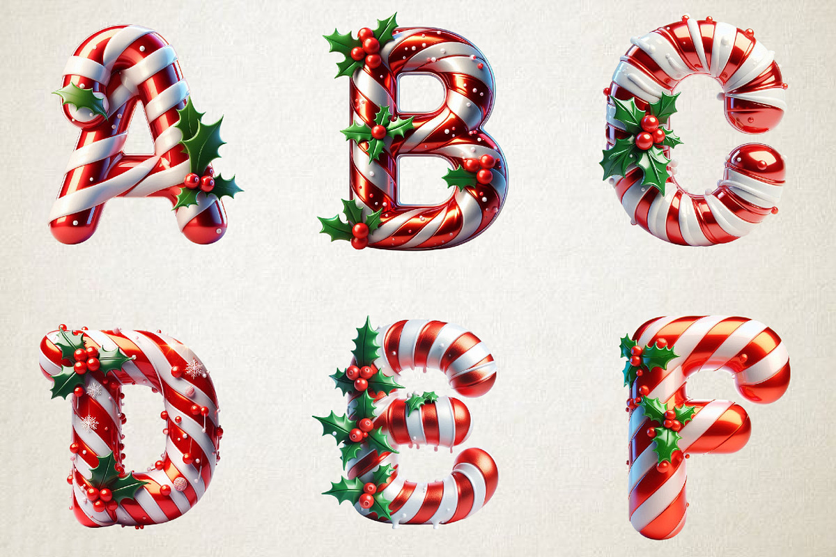 Candy Cane Christmas Alphabet, an Illustration by RobertsArt (Photo 6 of 7)