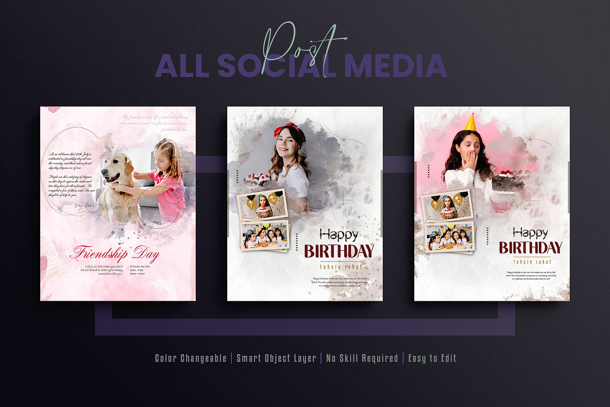 Birthday Photo effect social media, a Social Media Template by Creative_View (Photo 6 of 8)