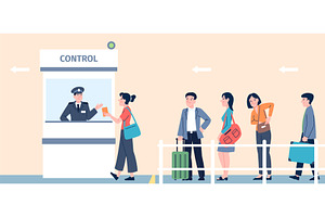 Passport control. Tourist with, a Transportation Illustration by LadadikArt