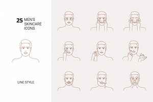 Men's skin care vector icon set