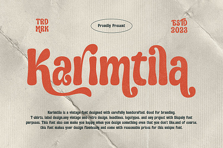 Karimtila Vintage Groovy Font, a Handwritten Font by Cruzine