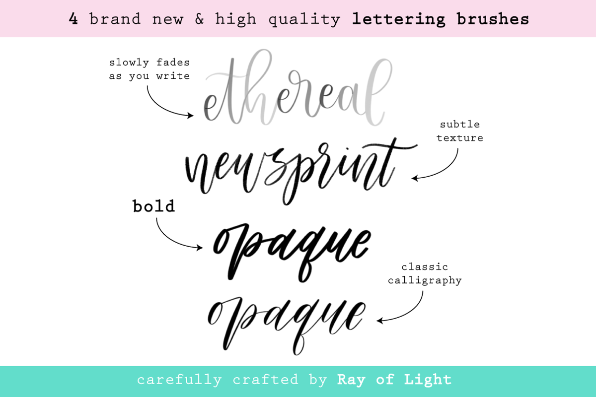 Procreate Lettering Brushes Set #2, a Brush Add-On by Ray of Light Design (Photo 2 of 3)