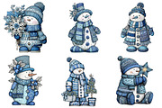 Christmas Blue Snowman Clipart, an Illustration by Dream Creation (Thumbnail 5 of 8)