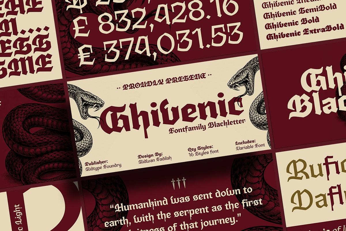Ghivenic Font Family, a Font by Ridtype Foundry (Photo 1 of 10)