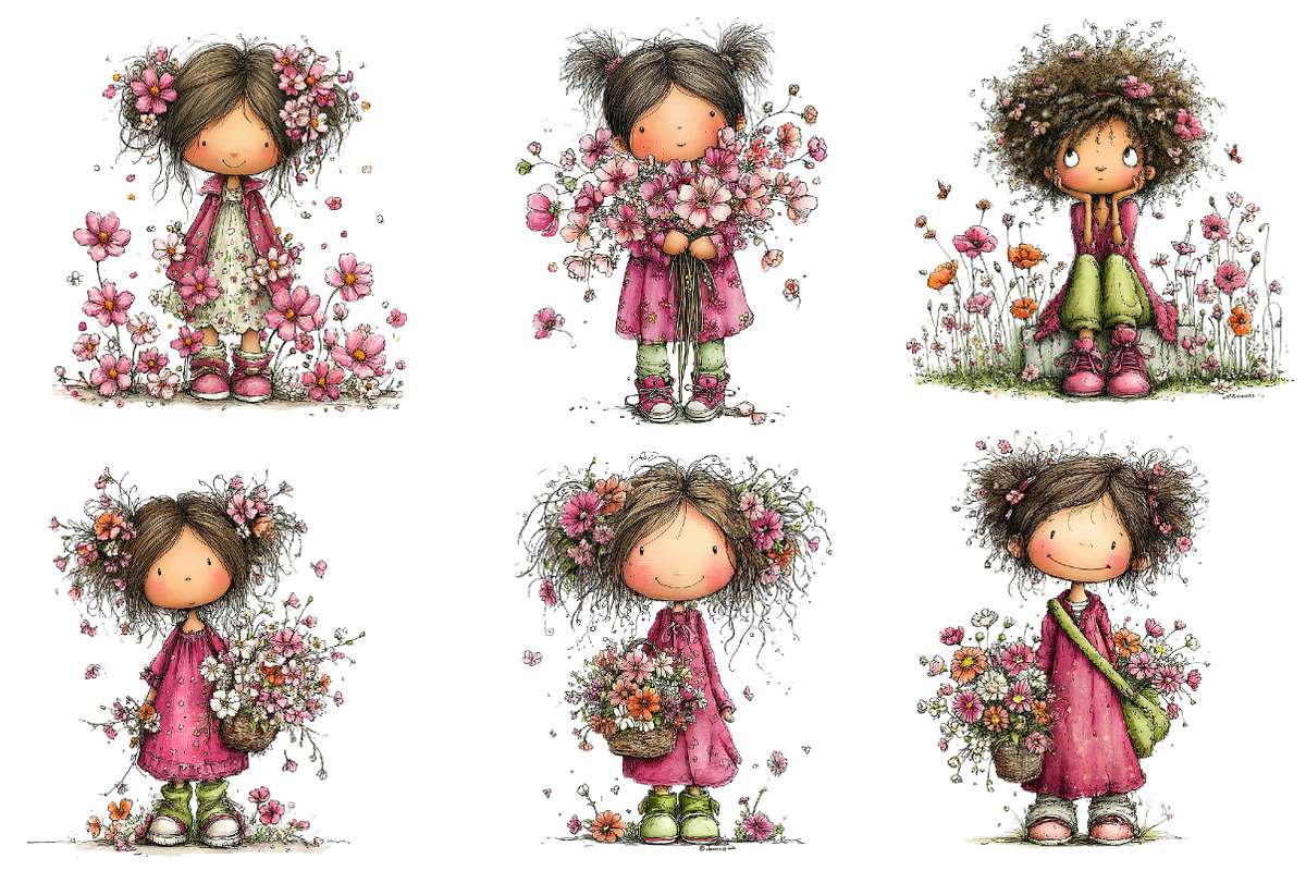 Girl & Flower Spring Clipart, an Illustration by Dream Creation (Photo 6 of 7)