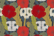 Folk art pattern poppy, sugar skull, a Pattern Graphic by NayaChu (Thumbnail 6 of 10)