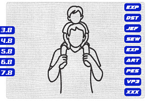 Father Son Line Art Embroidery Desig, an Illustration by Purpose Ekbal