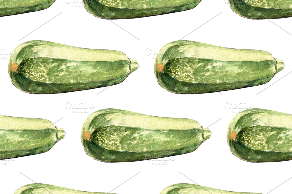 Zucchini watercolor illustrations, a Food Illustration by wedraw (Photo 3 of 4)