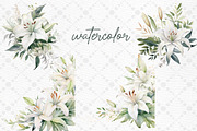White Lily Flowers Clipart, a Decorative Illustration by LeCoqDesign (Thumbnail 2 of 5)