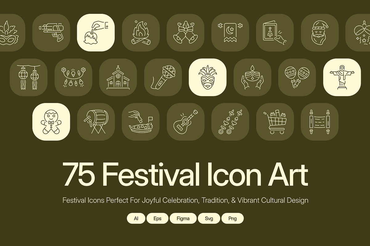 Festival Icon Art Set, an Outline Icon by Prosymbols (Photo 1 of 7)