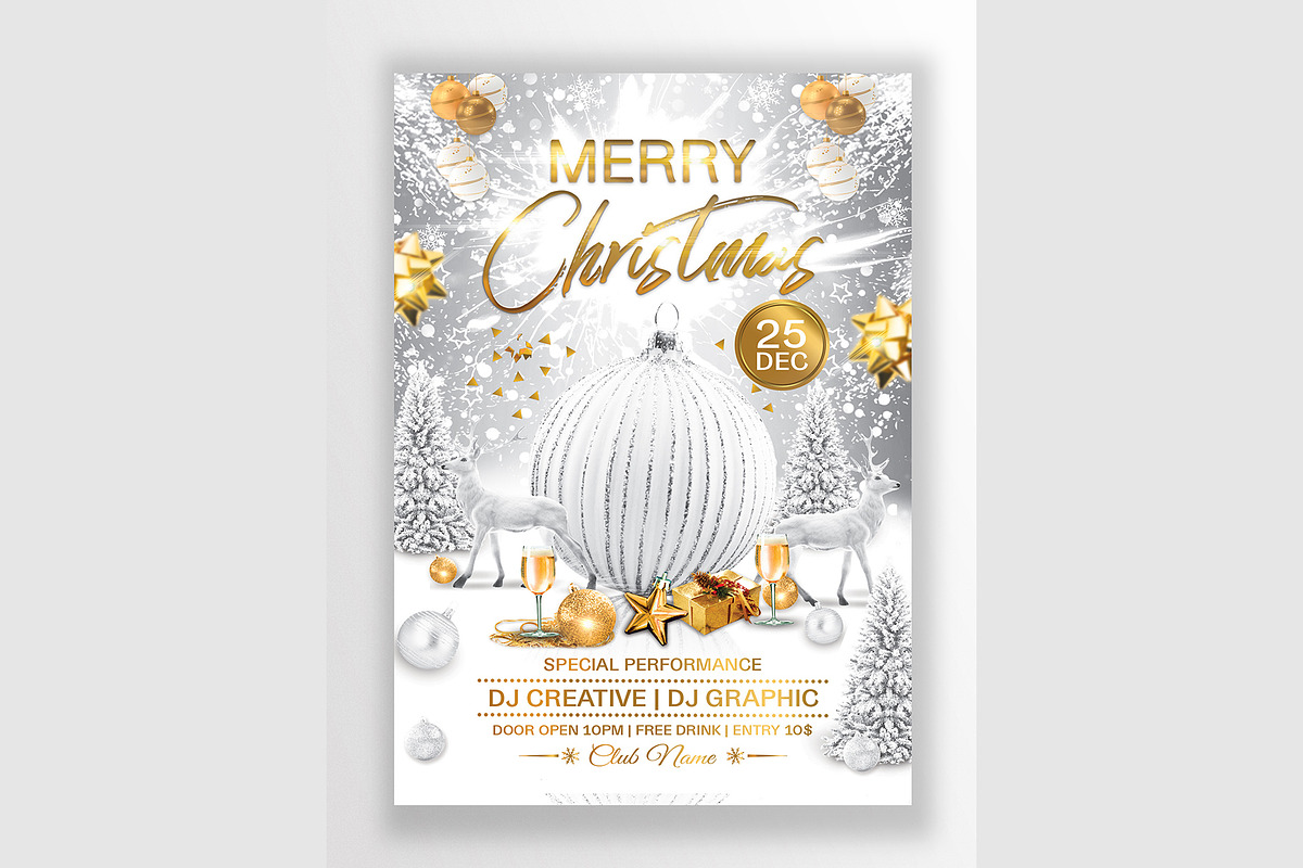 White Merry Christmas Flyer, a Flyer Template by Creative  designer (Photo 3 of 4)
