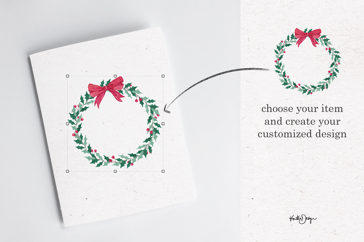 WATERCOLOR WINTER WREATH PNG, an Illustration by KruthDesign (Photo 5 of 10)