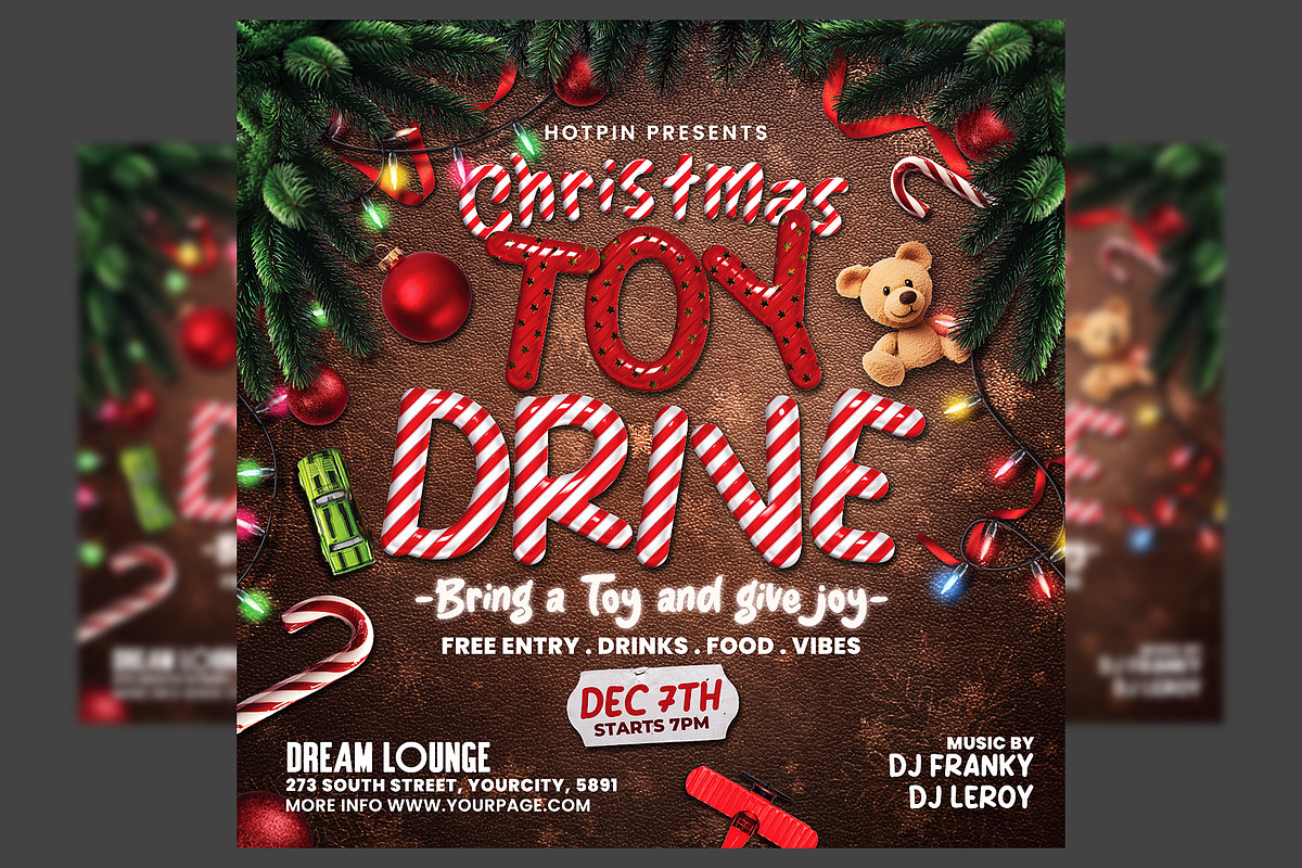 Christmas Toy Drive Flyer Template, a Flyer Template by Hotpin (Photo 1 of 2)