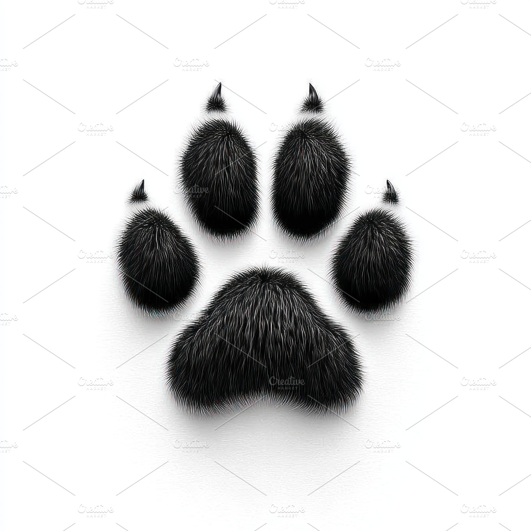 Fluffy black animal paw print made of realistic fur texture on w, an Animal Photo by José Manuel Gelpi